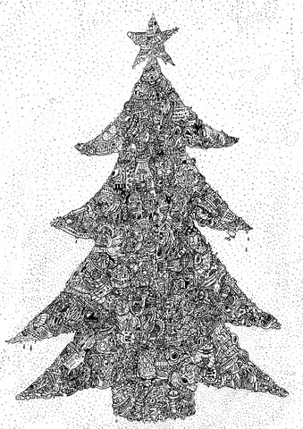 Christmas Tree By Kris Man Coloring Page